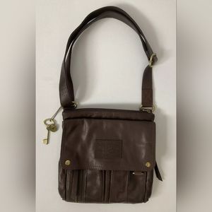 Fossil Long Live Vintage Brown Leather Crossbody Bag Issue 54